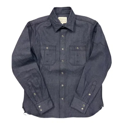 Fitted Underground Men's Black / Blue / Grey Chelsea Dark Indigo Selvedge Workshirt In Black/blue/grey