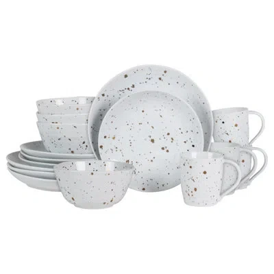Fitz And Floyd Avondelle 16-piece Porcelain Dinnerware Set, Service For 4 In Brown;white
