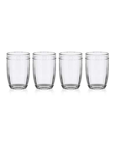 Fitz And Floyd Beaded 12-oz Highballs 4-piece Set In Clear