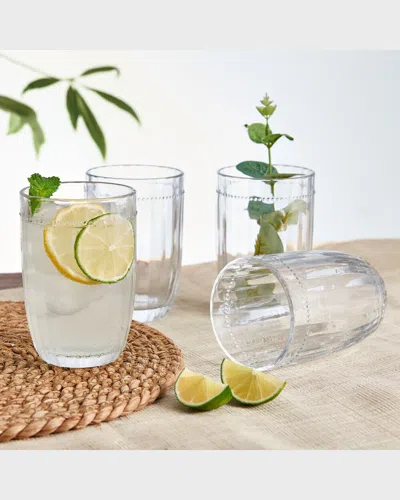 Fitz And Floyd Beaded Highball Glasses - Set Of 4 In Clear