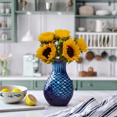 Fitz And Floyd Blue Fin Vase, 38 Ounce