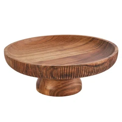 Fitz And Floyd Caleb Natural Footed Cake Server In Brown