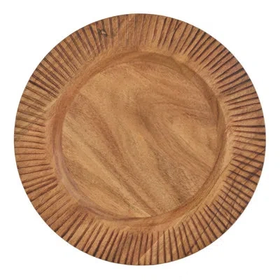 Fitz And Floyd Caleb Natural Wood Charger, Set Of 2 In Brown