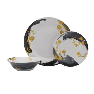 Fitz And Floyd Carmen 24-piece Porcelain Dinnerware Set, Service For 8 In White;yellow;navy