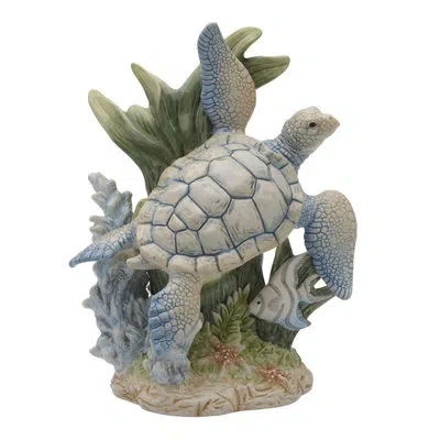 Fitz And Floyd Coastal Home 10.25-in Sea Turtle Figurine In Blue;brown;white;green;gray