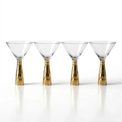 Fitz And Floyd Daphne 12 Oz. Martini Glass In Gold;clear