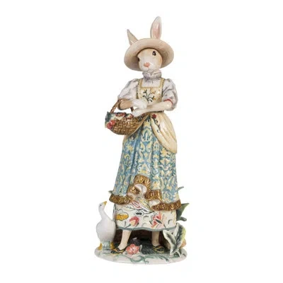 Fitz And Floyd Dapper Rabbits Female Figurine In Blue;white;yellow