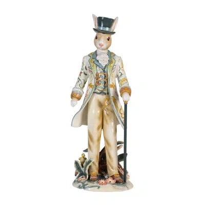 Fitz And Floyd Dapper Rabbits Male Figurine In Blue;white;green;orange