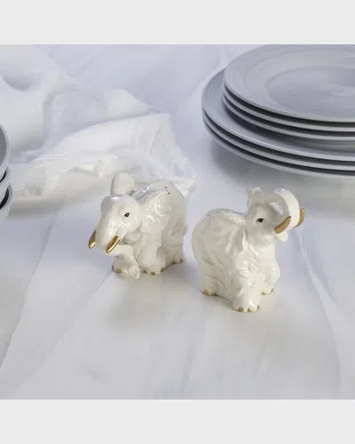 Fitz And Floyd Elephant Salt And Pepper Shaker Set In White