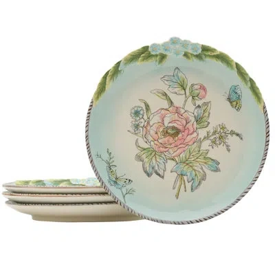 Fitz And Floyd English Garden Bloom Accent Plate, 4 Piece In Green