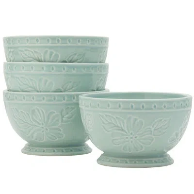 Fitz And Floyd English Garden Cereal/soup Bowls, Set Of 4 In Blue