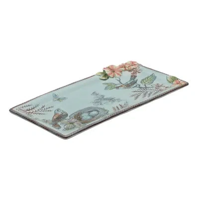 Fitz And Floyd English Garden Elongated Tray In White;green;pink
