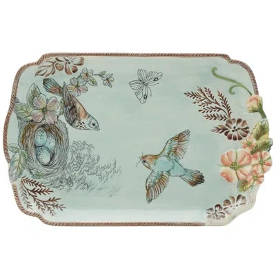 Fitz And Floyd English Garden Serving Platter In White;green;pink