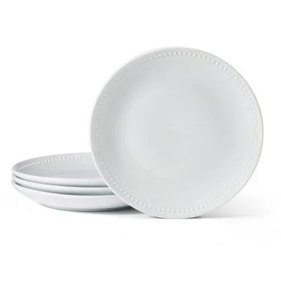 Fitz And Floyd Everyday White Beaded Coupe Dinner Plate, Set Of 4