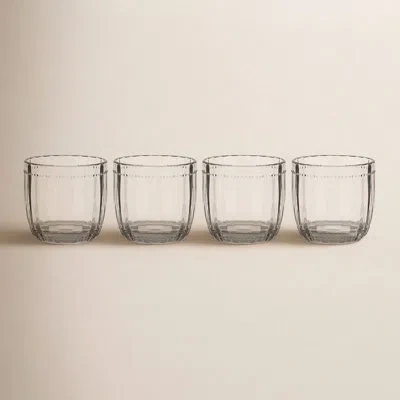 Fitz And Floyd Everyday White Beaded Double Old Fashion Glass In Clear