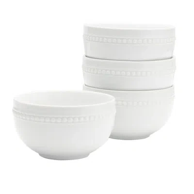 Fitz And Floyd Everyday White Beaded Fruit Bowl, Set Of 4 In Black