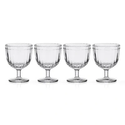 Fitz And Floyd Everyday White Beaded Wine Goblet In Clear