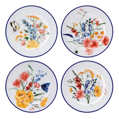Fitz And Floyd Everyday White Bouquet Salad Plates In Blue;white;yellow;orange