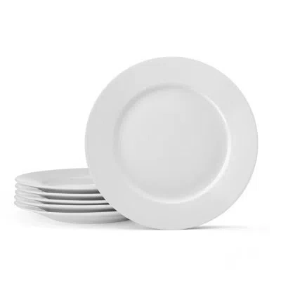 Fitz And Floyd Everyday White Classic Rim Appetizer Plates Set, 6 Piece