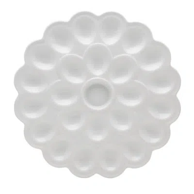 Fitz And Floyd Everyday White Flower Egg Serving Platter