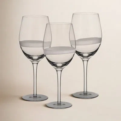 Fitz And Floyd Everyday White Organic Band Red Wine Glasses In Clear
