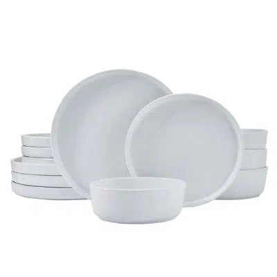 Fitz And Floyd Everyday White Porcelain 12 Piece Dinnerware Set