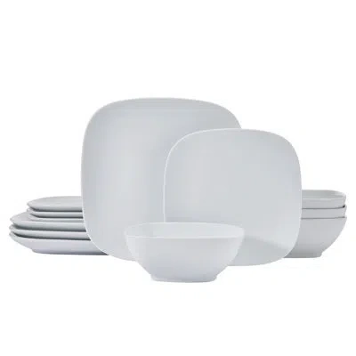 Fitz And Floyd Everyday White Rounded Square 12 Piece Dinnerware Set