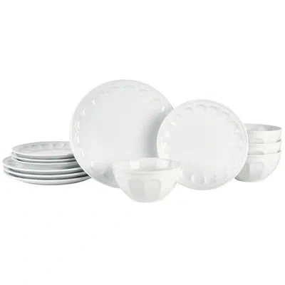 Fitz And Floyd Everyday White Vintage 12-piece Dinnerware Set, Service For 4