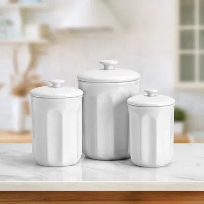 Fitz And Floyd Everyday White Vintage Canister Set, 3 Piece