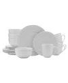 Fitz And Floyd Everyday Whiteware Beaded 16 Piece Dinnerware Set, Service For 4 In White