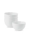 Fitz And Floyd Everyday Whiteware Beaded Soup Cereal Bowl 4 Piece Set In White