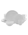 Fitz And Floyd Everyday Whiteware Classic Rim 16 Piece Dinnerware Set, Service For 4 In White