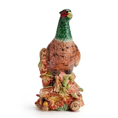 Fitz And Floyd Fall Harvest Pheasant Figurine In Black;brown;green;beige;yellow;orange