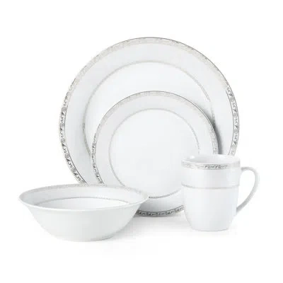 Fitz And Floyd Gold Serif 32-piece Porcelain Dinnerware Set, Service For 8 In White