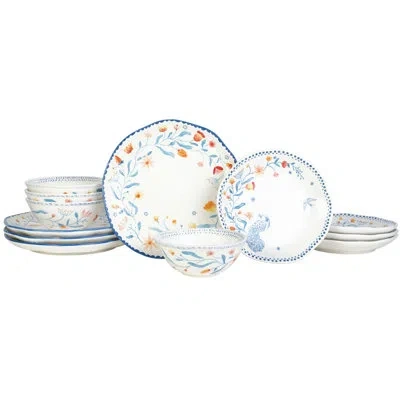 Fitz And Floyd Gracie 12-piece Dinnerware Set, Service For 4 In Blue;white;yellow;orange
