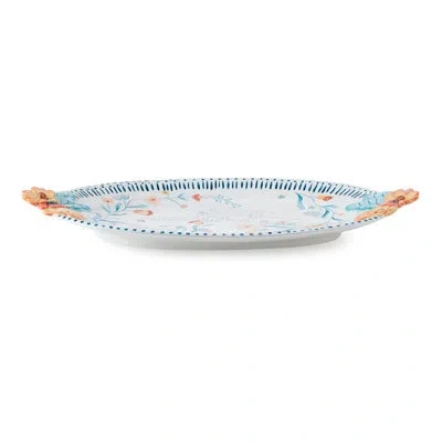 Fitz And Floyd Gracie 19-in Platter W/handles In Blue;white;orange