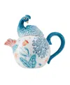 Fitz And Floyd Gracie Teapot With Peacock Lid In Assorted