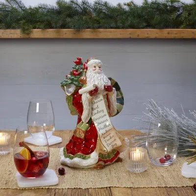 Fitz And Floyd Holiday Home Santa 48 Oz. Pitcher In Multi