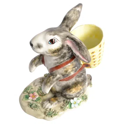 Pre-owned Fitz And Floyd Italy Collectible Handmade Rabbit Bunny Animal Ceramic Figurine Arts & Crafts In Beige