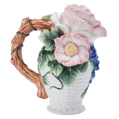 Fitz And Floyd Jardin Flower Bouquet Pitcher In Green