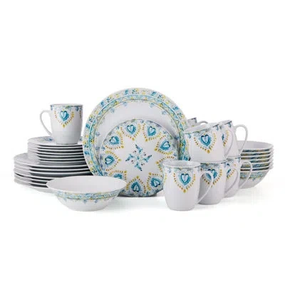 Fitz And Floyd Jodhpur 32-piece Porcelain Dinnerware Set, Service For 8 In Blue;white;yellow