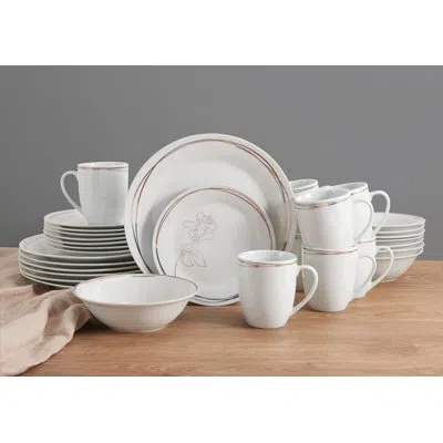Fitz And Floyd Love Blooms 32-piece Porcelain Dinnerware Set, Service For 8 In White
