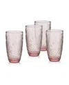 Fitz And Floyd Maddi 15-oz Highball Glasses 4-piece Set In Blush