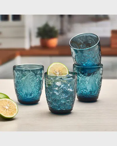 Fitz And Floyd Maddi Double Old-fashioned Glasses, Set Of 4 In Blue
