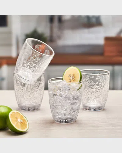 Fitz And Floyd Maddi Double Old-fashioned Glasses, Set Of 4 In White