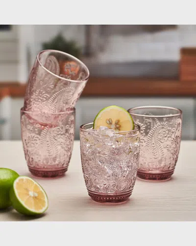 Fitz And Floyd Maddi Double Old-fashioned Glasses, Set Of 4 In Pink