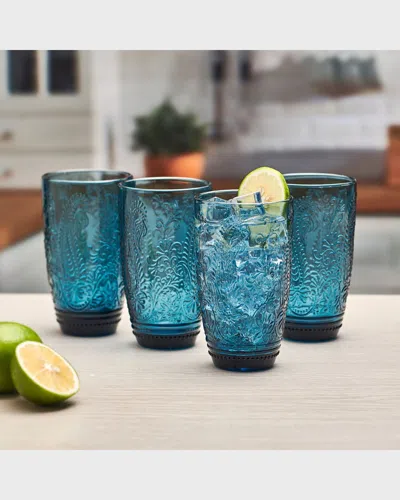 Fitz And Floyd Maddi Highball Glasses, Set Of 4 In Blue