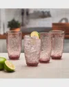 Fitz And Floyd Maddi Highball Glasses, Set Of 4 In Pink