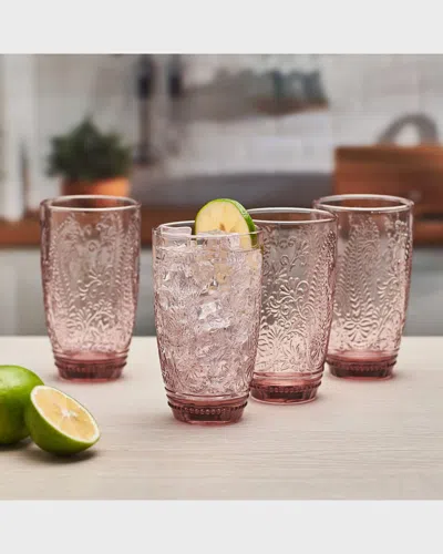 Fitz And Floyd Maddi Highball Glasses, Set Of 4 In Pink