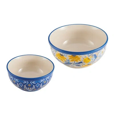 Fitz And Floyd Madeline  2 Piece Mixing Serving Bowl, 7.75-inch And 8.75-inch, Multicolor
